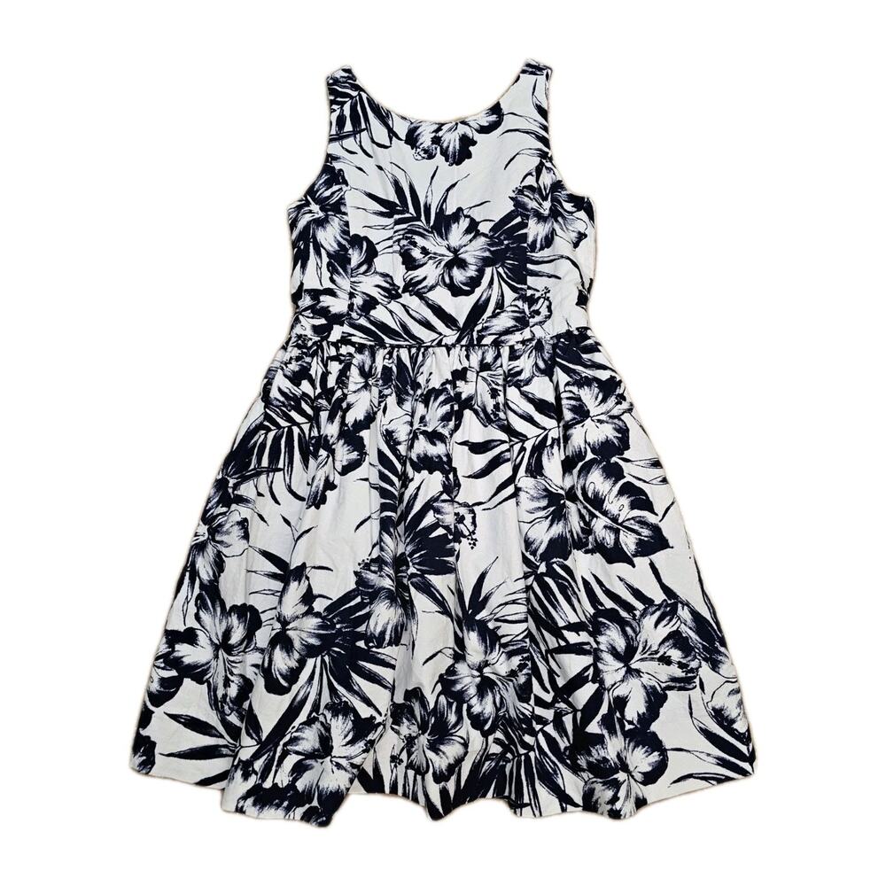 Polo Ralph Lauren Dress Womens 14 Floral Print Sleeveless Mini Skirt Back Button